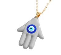 XJEIVJIC JZWCHQ Hamsa Necklace For Women And Men, Multicolor Hamsa Hand Evil Eye Necklace Turkish Blue Eye Fatima Hand Sweater Chains, Mano De Fatima Con Ojo Turco