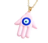XJEIVJIC JZWCHQ Hamsa Necklace For Women And Men, Multicolor Hamsa Hand Evil Eye Necklace Turkish Blue Eye Fatima Hand Sweater Chains, Mano De Fatima Con Ojo Turco