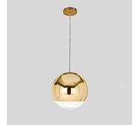 XJEIVJIC Miroir nordique Verre Ball Pendant lampe créative 1-Light Gold Silver Glass Mirror Ball Lampe Globe suspendu Light Luster Glow D Living Room Restaurant Cuisine réglable E27 Il est SO