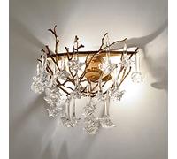XJEIVJIC Modern Wall Mount Lamp, Art Rose Crystal Wall Light, Full Copper Stair Light, Corridor Balcony Courtyard Sconce Light,for Bedroom, Entryway, Dining Room, Girls Room, Foyer