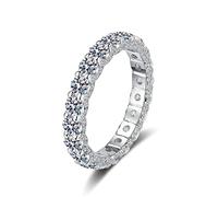 XJEIVJIC Promesse anneaux pour elle, la bande de mariage gravée des femmes avec une éternité Moisanite 2.1CT