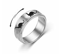 XJEIVJIC Punk dinosaur fidget Spinner anneaux pour femmes hommes hypoallergéniques en acier inoxydable stress soulagement anxiété annue jurassique dinosaures tournonne libre