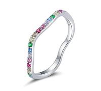 XJEIVJIC Rainbow Bridge Wave Rings Finger pour les femmes