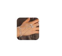 XJEIVJIC Rhingestone Wedding Brides Accessoires Hands Sparkly Knot Bracelet avec Hariness de la bague Ligne d'esclaves de feuille de manche avec Bracelet Anklet Party For Women