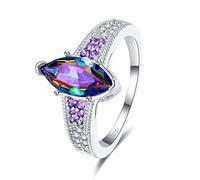 XJEIVJIC Ring délicate bague élégante Géométrique Shape Cumbic Zirconia Women Engagement