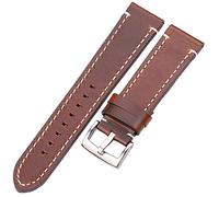 XJEIVJIC watch strap, hand-stitched retro strap men's and women's leather 18 20 22 24mm stainless steel buckle,bracelet
