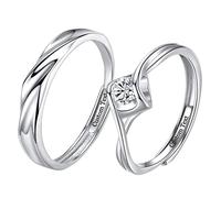 XJEIVJIC Wedding Ring, Promise Rings for Couples Crystal Ring Set for Her