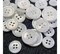 XJHDS 10 pièces Boutons en Coquillage Naturel de 9 à 25 mm, Perle nacrée Blanche à Deux et Quatre Yeux teintable, utilisée pour Les Accessoires de Chemise, Boutons décoratifs Polyvalents