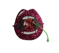 XJHDS 25 * 18 cm 2 pièces Fer à Grande Bouche sur des Appliques pour vêtements Paillettes Fer sur Patchs pour Veste en Jean Coudre sur des Patchs de Broderie à Paillettes