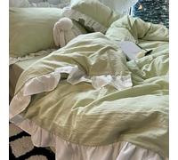 XJHTJA Parure de Lit 260X240 Unie pour Enfants et Adultes,Style Shabby Chic et Ferme avec Taies d'oreiller,Housse de Couette 260X240 Confortable en Microfibre avec Fermeture Éclair,Vert