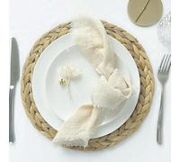 XJHWD 100 pièces 30x30CM Serviettes en Gaze Blanche, Serviettes en Coton réutilisables avec Frange, parfaites pour Les fêtes et Les événements, alternatives jetables, 100 pièces Beiges