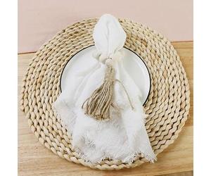 XJHWD 100 pièces 30x30CM Serviettes en Gaze Blanche, Serviettes en Coton réutilisables avec Frange, parfaites pour Les fêtes et Les événements, alternatives jetables, 100 pièces Blanc