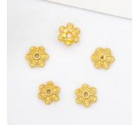 XJHWD 100 pièces 9MM Or Fleur Collier Bracelet perlé Puce Bricolage métal entretoise Perles Breloques pour la Fabrication de Bijoux Accessoires