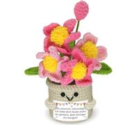 XJIANFU Un cadeau pour la mère/partenaire, grand-mère - Une fleur en forme de cœur tricotée avec un message de félicitations, comme cadeau d'anniversaire pour la mère, la partenaire ou la grand-mère