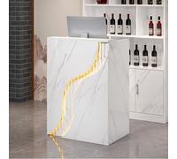 XJIE HOME Comptoir d'accueil avec Éclairage LED et Tiroir Verrouillable, Comptoir De Caisse, Table d'accueil pour Bureau De Caisse, Salon De Beauté, Blanc, 23.6"x15.7"x37.8"
