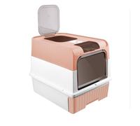 XJING Bac à litière pour chats avec 1 sac désodorisant, tiroir à litière et pelle, grand espace, bac à litière en PP