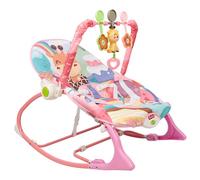 XJING-Balancelle Transat Bébé Électrique 3 en 1 avec Télécommande, Pédale, Table à manger, Bluetooth Musique,Rose + panaché