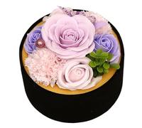 XJJAUGKLY Bouquet de fleurs en savon avec boîte ronde, roses en savon faites à la main, fleurs d'anniversaire, Noël, Saint-Valentin, fête des enseignants, anniversaire, anniversaire de mariage, cadeau