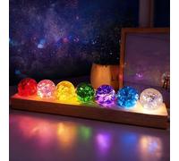 XJJAUGKLY Veilleuse LED en forme de boule de cristal 7 couleurs 40 mm avec socle en bois