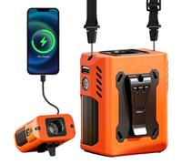 XJJAUGKLY Ventilateur portable à clip de taille, rechargeable 8000 mAh, jusqu'à 13 heures d'autonomie, ventilateur manuel avec fonction batterie externe et lumière LED pour l'extérieur, les voyages