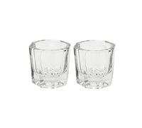 XJKLBYQ 2 Tasses à Vaisselle pour Nail Art Acrylique Liquide - en Verre Transparent en Verre monomère de Liquide Bol Liquide Plat Acrylique Poudre, Bocal en Verre en Acrylique pour Ongles (octogonal)