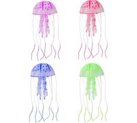 XJKLBYQ 4pcs décorations de méduses, Jouet Flottant Artificiel de méduse Brillant pour l'eau Douce et Eau salée, Mini Silicone Doux Faux pour Un Grand Petit Aquarium, décoration