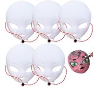 XJKLBYQ Base de tête à fourrure, masque blanc, 5pcs PVC Big Eye Fursuit Head Mask avec sangle, bricolage pour peindre le costume, Funny Cosplay pour Kawaii Masquerade Halloween