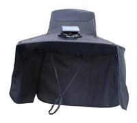 XJKLBYQ Chapeau de à Bord Large avec 2 Ventilateur, Chapeau de pêche Charge USB à Puissance en Plein air, Refroidissement réglable avec volet Cou Cou Amovible pour Hommes Femmes (Gris foncé)