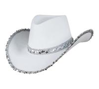 XJKLBYQ Chapeau de cowboy pour adultes, chapeau de cow-boy blanc occidental texan, fête déguisement unisexe pour les événements country, halloween et costume