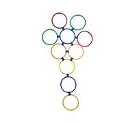 XJKLBYQ Game de Bague Hopscotch, 10 Anneaux en Plastique Multicolores et 10 connecteurs, entraînement élastique de 14, 96 Pouces exerçant des Jeux Plein air pour Les Enfants