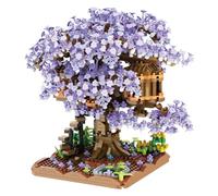 XJKLBYQ Kit de Construction d'arbres Cherry Bonsai, Mini Particle Botanical Collection Building Project, DIY Micro Clamping Blocks pour Adultes et Adolescents, sans lumière (Violet)