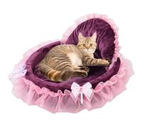 XJKLBYQ Lit de Chien de Fille, nid de Chat en Forme de cœur, lit de Chat de Princesse Moelleuse avec Coussin Amovible ＆ Bord de dente
