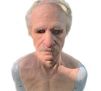XJKLBYQ Masque de Vieil Homme réaliste, Masque de Latex mâle, Complexe Complexe Halloween Latex Cosplay Humain, Effrayant la tête complète des Rides effrayantes
