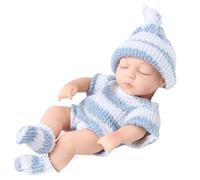 XJKLBYQ Mini-poupées de bébé en Silicone, poupées Nouveau-nés réalistes de 7 Pouces, Silicone à Corps Plein à Plein essor, bébés pour Cadeaux pour Enfants, Bleu, Mini