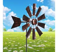 XJKLBYQ Moulin à Vent pour la Cour, 28,7x9,5 Art de Cour métallique, de Jardin en métal extérieur, Multicolores à énergie Solaire avec Sculpture de Vent moulins à Vent pour la pelouse extérieure et l