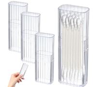 XJKLBYQ Porte-Tige en Coton, 4pcs Dispensateur de Bulletin en Plastique Transparent avec Couvercle, Coton Coton-Coton Coton, 0,8x1,3x4.1 Rénits de Bandus, Porte-Dents, Support de Coton-Tige