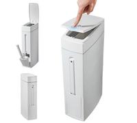 XJKLBYQ Poubelle de Salle de Bain Can 4x8x17in 4,5 L bac de Salle de Bain Mince avec Porte-brossage de Toilette Ouverture de Presse de Presse de Toilettes rectangulaires