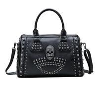XJKLBYQ Sac à main du crâne pour femmes, sac d'épaule gothique, sac goth en PVC noir, sac à main docteur clouté avec rivet pour femmes hommes