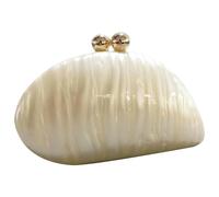 XJKLBYQ Sac à main en acrylique pour les femmes, sac à coq bandoulière épaule avec chaîne, de soirée en marbre pailleté pour le bal de fête mariage, Milky White