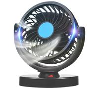 XJKLBYQ Ventilateur de voiture portable, 2 vitesses réglables ventilateur 12V, 360 ° Rotation à faible bruit de refroidissement Air Air avec allume-cigare pour tableau bord la voiture