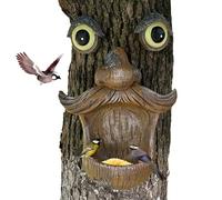 XJKLBYQ Visages d'arbres, Faces d'arbres décor extérieur, résine résineuse à Oiseaux Arbre mangeur d'oiseau Vieil Homme Arbre Visage drôle décor décoratif d'arbre pour Jardin Yard extérieur