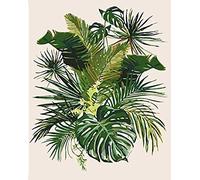 XJLAC 5D bricolage diamant peinture vert plante tropicale feuilles idylle paysage diamant peinture Kits pour adultes numéros broderie point de croix pour la décoration intérieure