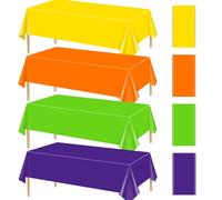 XJLANTTE 4Pcs Nappes de Couleur Assortie, Couvert de Table rectangulaire coloré pour La fête Pique-Nique de Mariage Accueil Fournitures pour fêtes d'anniversaire en néon Lumineux, 130 x 220 cm