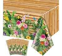 XJLANTTE 4Pcs Nappes pour fêtes hawaïennes - 130 x 220cm Luau Party Decorations Table Cover, Nappe Tropicale rectangulaire pour décoration de fête Aloha Summer Beach Pool Birthday Party Supplies