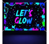XJLANTTE Glow Neon Birthday Backdrop - Glow in The Dark Let's Glow Banner Toile de Fond Black Light Themed Party Photographie Fond Photo Booth Backdrop, 180x120cm