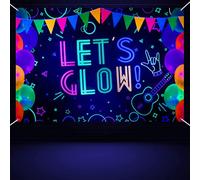 XJLANTTE Glow Neon Birthday Backdrop - Glow in The Dark Let's Glow Banner Toile de Fond Black Light Themed Party Photographie Fond Photo Booth Backdrop, 180x120cm