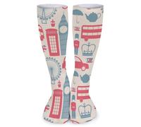 XJLAPWS Chaussettes Crew Londres Symboles Éléments Britanniques Chaussettes Douces Chaussettes Crew Stockings Chaussettes Longues Pour Hommes Femmes