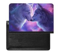 XJLAPWS Étui De Protection De Passeport Galaxy Wolves Wolf Animal Étui De Passeport en Cuir PU avec Fente pour Carte De Crédit