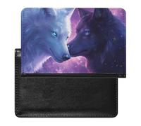 XJLAPWS Étui De Protection De Passeport Galaxy Wolves Wolf Animal Étui De Passeport en Cuir PU avec Fente pour Carte De Crédit