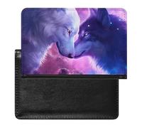 XJLAPWS Étui De Protection De Passeport Galaxy Wolves Wolf Animal Étui De Passeport en Cuir PU avec Fente pour Carte De Crédit